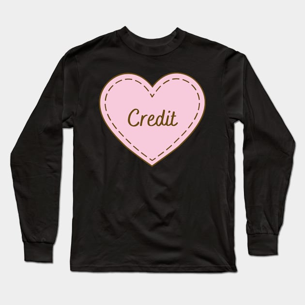 I Love Credit Simple Heart Design Long Sleeve T-Shirt by Word Minimalism